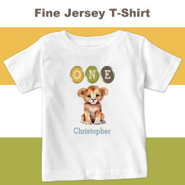 Leeuw 1e Verjaardag één met naam blauw