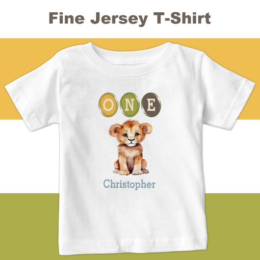 Leeuw 1e Verjaardag één met naam blauw