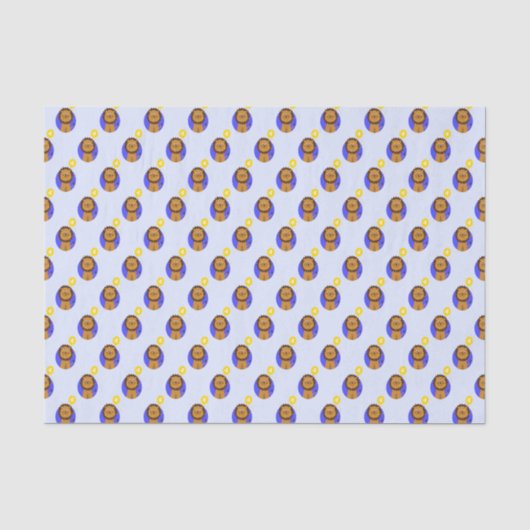 Leeuw 3 jaar oud blauw tissuepapier (Voorkant)