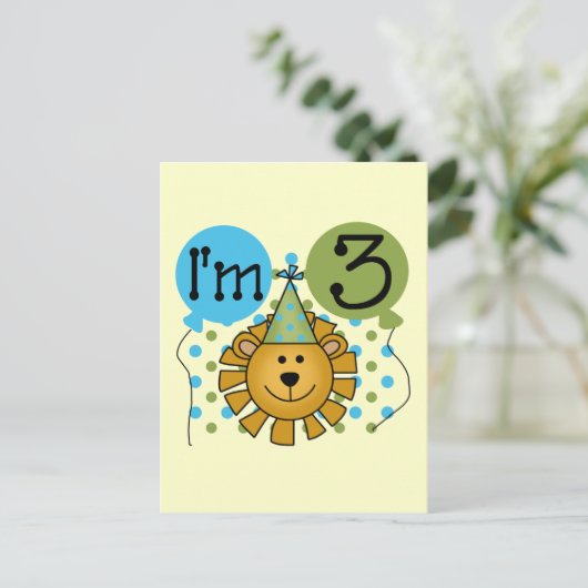Leeuw 3e verjaardag T-shirts en geschenken Briefkaart (Staand voorkant)