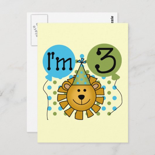 Leeuw 3e verjaardag T-shirts en geschenken Briefkaart (Voorkant / Achterkant)