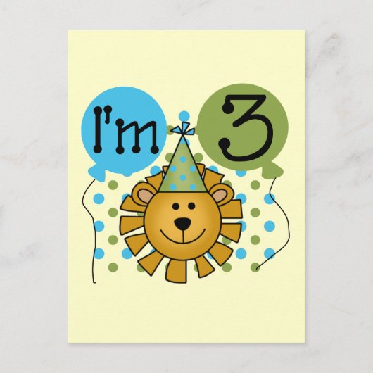 Leeuw 3e verjaardag T-shirts en geschenken Briefkaart (Voorkant)