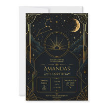 Leeuw 40e verjaardagsuitnodiging | Art Deco Zodiac