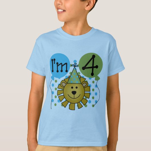 Leeuw 4e verjaardag T-shirts en geschenken (Voorkant)