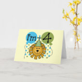 Leeuw 4e verjaardag T-shirts en geschenken Kaart (Gele Bloem)