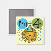 Leeuw 4e verjaardag T-shirts en geschenken Magneet (Voorkant / Achterkant)