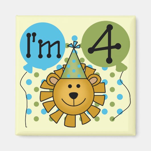Leeuw 4e verjaardag T-shirts en geschenken Magneet (Voorkant)