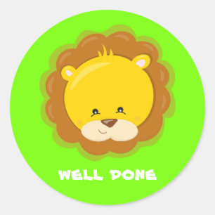 Leeuw aangepaste lof school leraar jungle groen ronde sticker