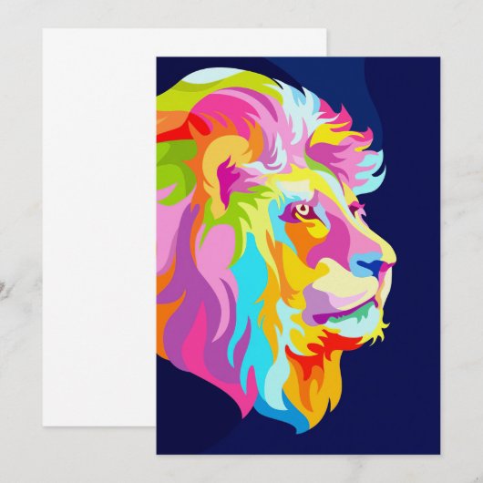 Leeuw Abstracte Leeuwenkop In Pop Kaart (Voorkant / Achterkant)