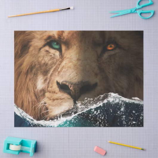 Leeuw achter de oceaan tissuepapier (Craft)