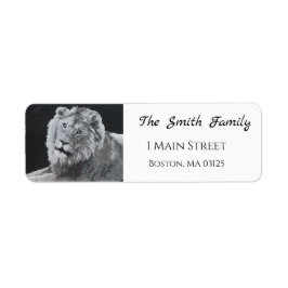 Leeuw, Afrikaanse leeuw, etiketten van het adres v