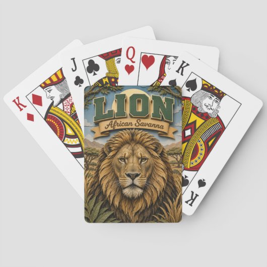 Leeuw Afrikaanse Savanne POPCUT Pokerkaarten (Achterkant)