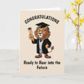 Leeuw Afstuderen gepersonaliseerd Kaart (Gele Bloem)