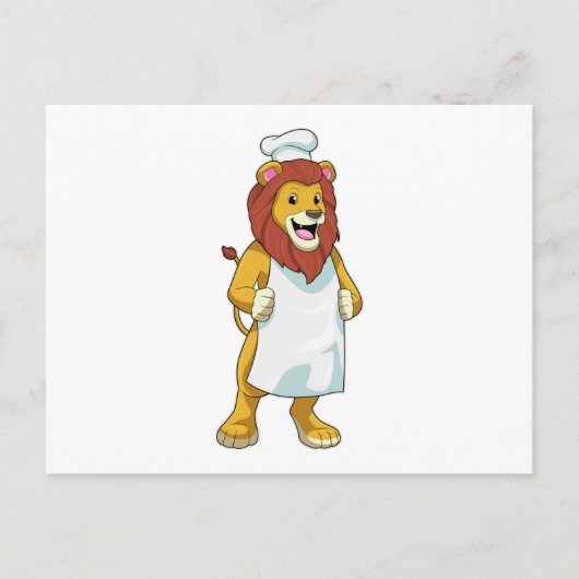 Leeuw als kok met kookmuts en schort briefkaart (Voorkant)