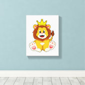 Leeuw als koning met kroon canvas afdruk (Insitu (Houten vloer))