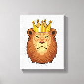 Leeuw als koning met kroon canvas afdruk (Voorkant)