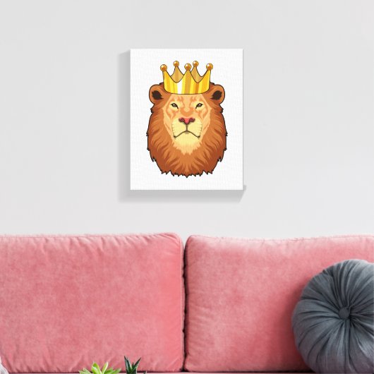 Leeuw als koning met kroon canvas afdruk (Insitu (Woonkamer))
