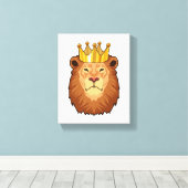 Leeuw als koning met kroon canvas afdruk (Insitu (Houten vloer))