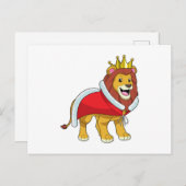 Leeuw als koning met kroon en cape briefkaart (Voorkant / Achterkant)