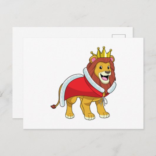 Leeuw als koning met kroon en cape briefkaart (Voorkant / Achterkant)