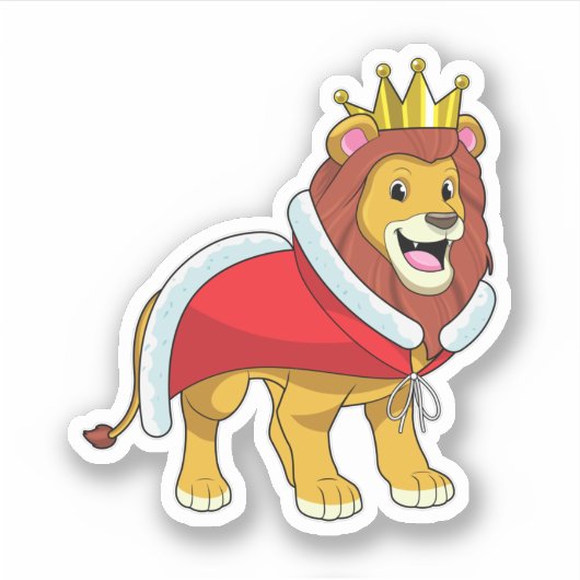Leeuw als koning met kroon en kaap sticker (Voorkant)