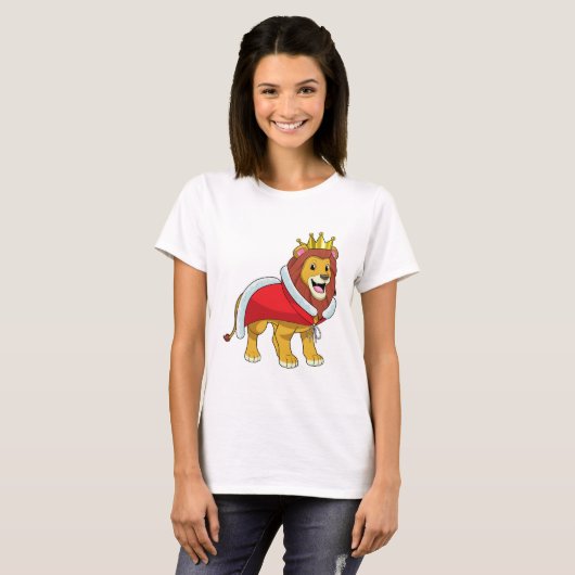 Leeuw als koning met kroon en kaap t-shirt (Voorkant volledig)