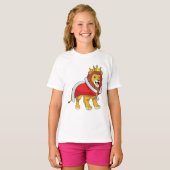 Leeuw als koning met kroon en kaap t-shirt (Voorkant volledig)