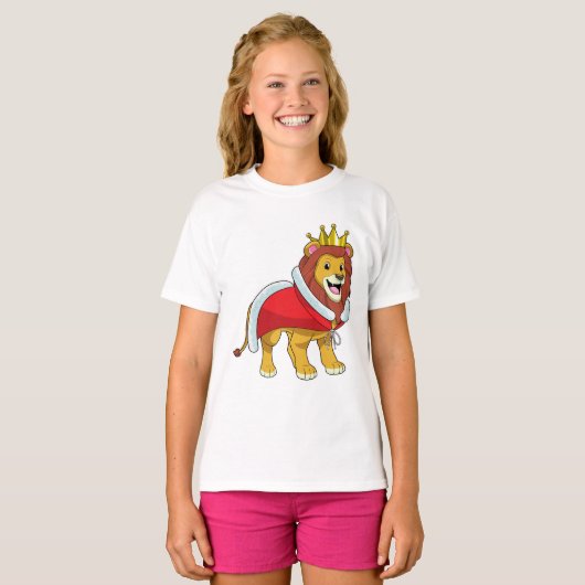 Leeuw als koning met kroon en kaap t-shirt (Voorkant volledig)