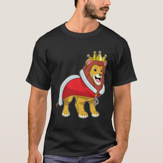 Leeuw als koning met kroon en kaap t-shirt (Voorkant)