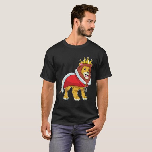 Leeuw als koning met kroon en kaap t-shirt (Voorkant volledig)