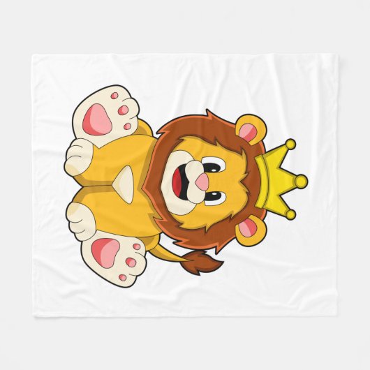 Leeuw als koning met kroon fleece deken (Voorkant (Horizontaal))