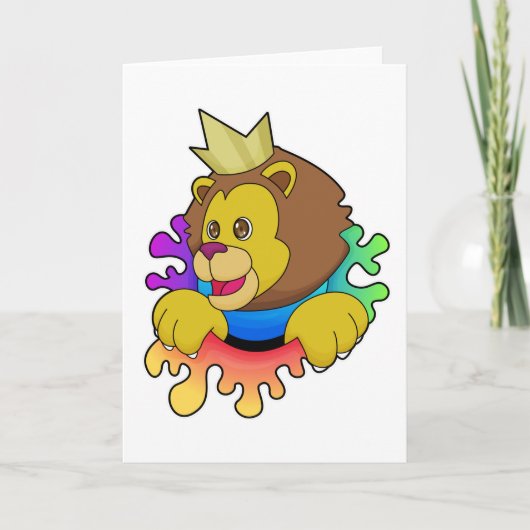 Leeuw als koning met kroon kaart (Voorkant)