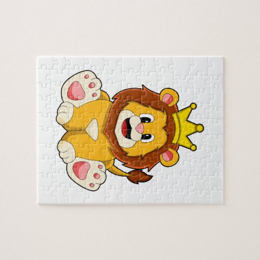 Leeuw als koning met kroon legpuzzel (Horizontaal)