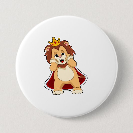 Leeuw als koning met kroon.PNG Ronde Button 7,6 Cm (Voorkant)