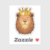 Leeuw als koning met kroon sticker (Vel)