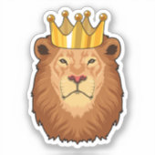 Leeuw als koning met kroon sticker (Voorkant)