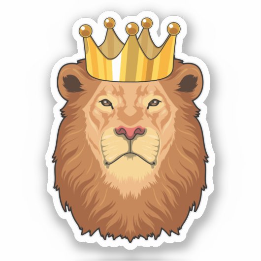 Leeuw als koning met kroon sticker (Voorkant)