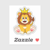 Leeuw als koning met kroon sticker (Vel)