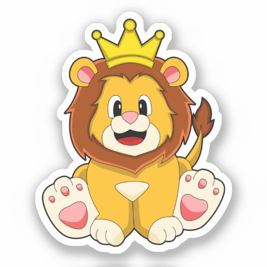 Leeuw als koning met kroon sticker (Voorkant)
