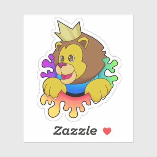 Leeuw als koning met kroon sticker (Vel)