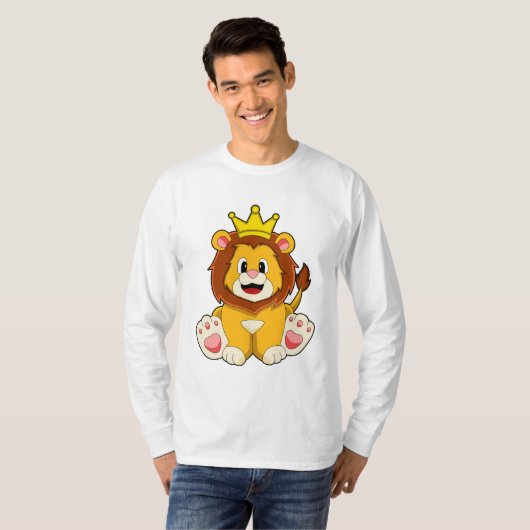 Leeuw als koning met kroon t-shirt (Voorkant volledig)