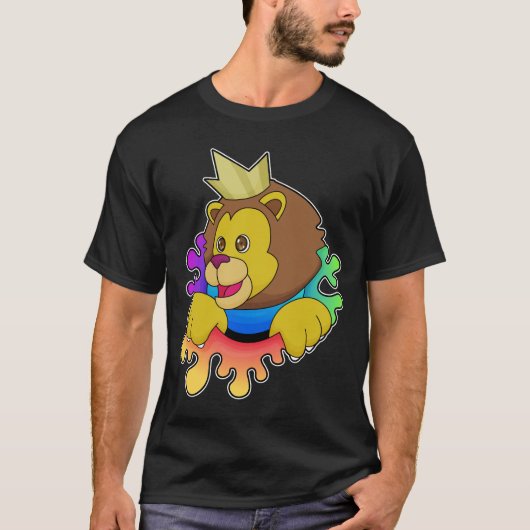 Leeuw als koning met kroon t-shirt (Voorkant)