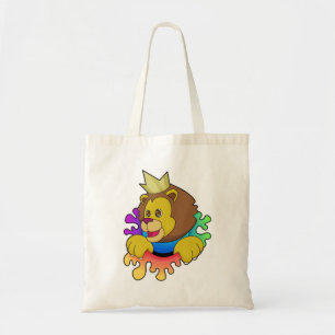 Leeuw als koning met kroon tote bag
