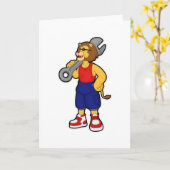 Leeuw als Mechanic met Sleutel Kaart (Gele Bloem)