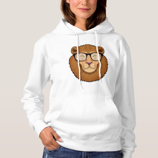 Leeuw als Nerd met bril Hoodie (Voorkant)