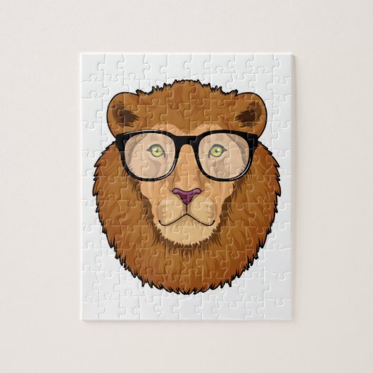 Leeuw als Nerd met bril Legpuzzel (Verticaal)