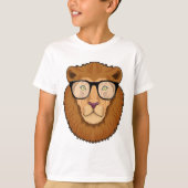 Leeuw als Nerd met bril T-shirt (Voorkant)