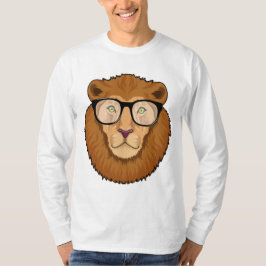 Leeuw als Nerd met bril T-shirt