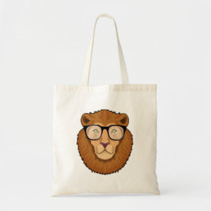 Leeuw als Nerd met bril Tote Bag