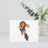 Leeuw als schaatser met inline schaatsen briefkaart (Staand voorkant)